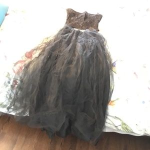 Black formal two piece dress.